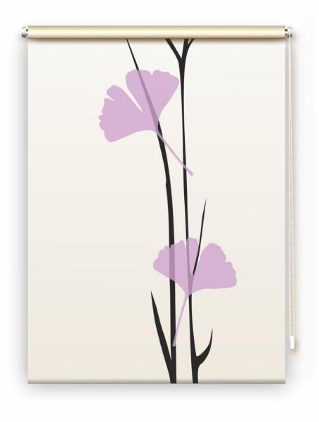 Rollo Ginkgo tone -flieder  , Motivrollo, Rollo mit Druck, Fotorollo, bedrucktes Rollo, Fensterrollo,verdunkelndes Rollo, Sonnenschutz Rollo